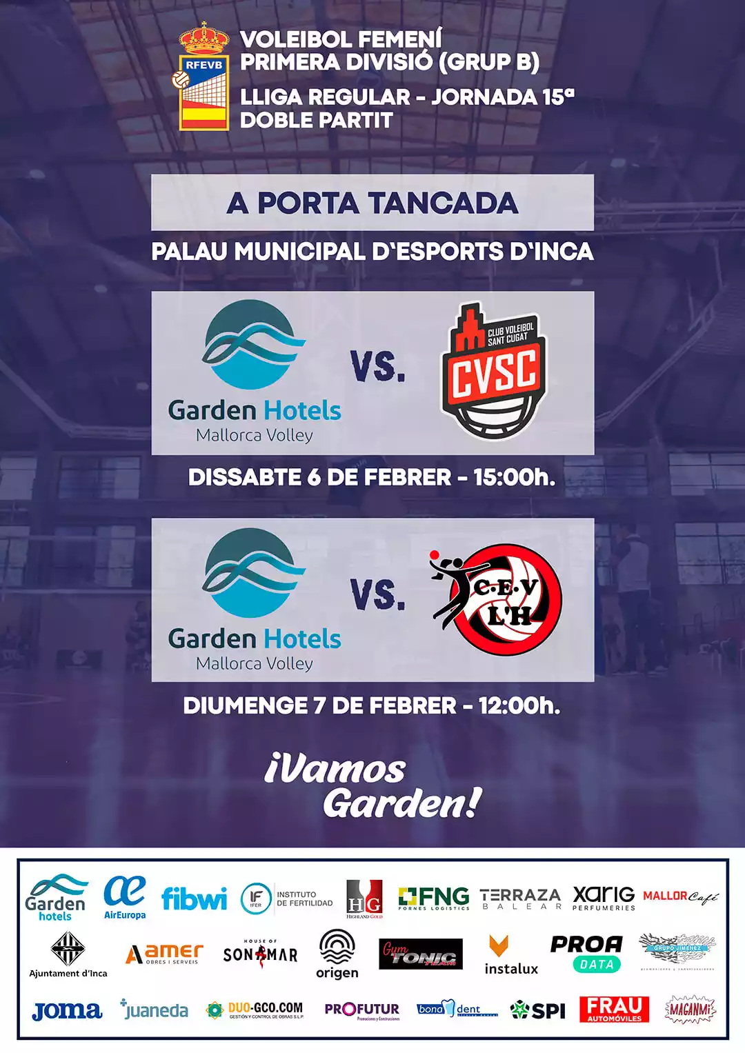 Garden Hotels Mallorca Volley - cartel doble partido